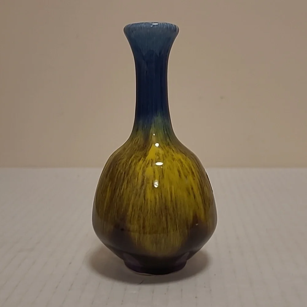 Vintage Japanese Multicolored Drip Glaze Bud Vase